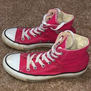 Pink hi top Converses